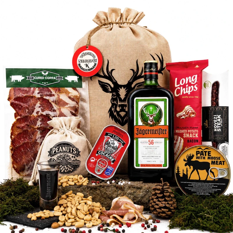 Dárkové balení Jagermeister v dárkovém koši pro muže
