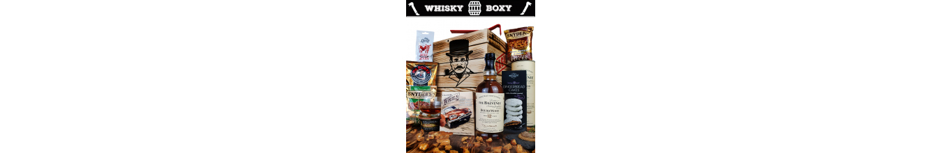 Dárkové balení se single malt whisky v opálené bedně s páčidlem