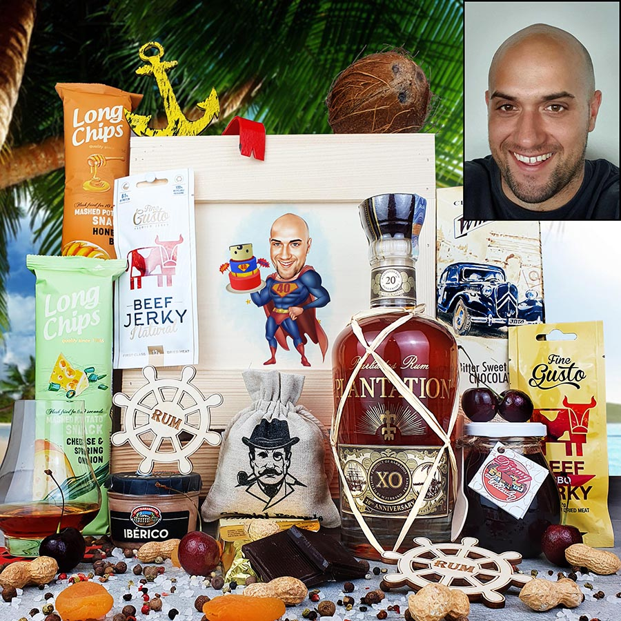 Vtipný dárek pro tátu k narozeninám | Vtipný dárek s rumem Plantation v bedně s páčidlem